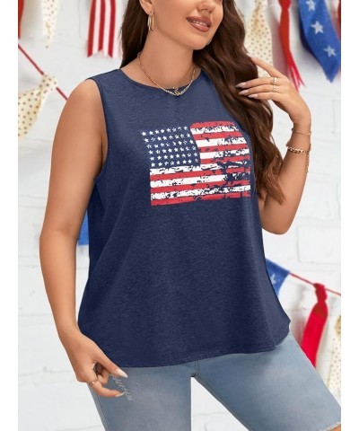 Women Plus Size American Flag Shirt Casual Short Sleeve 4th of July Shirt for Independence Day (1X-4X) B-blue4 $14.74 Tanks