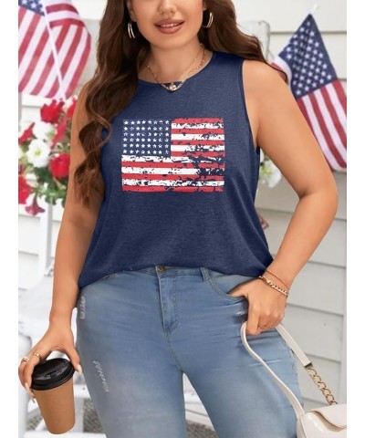 Women Plus Size American Flag Shirt Casual Short Sleeve 4th of July Shirt for Independence Day (1X-4X) B-blue4 $14.74 Tanks