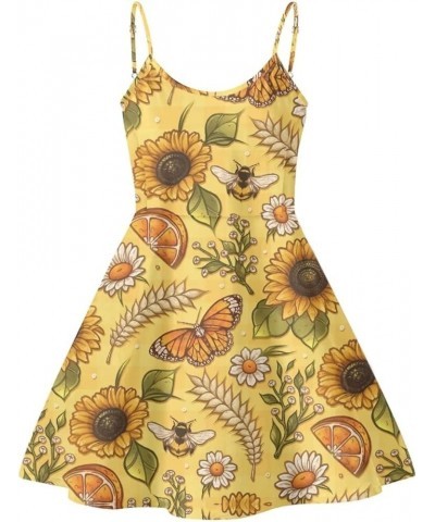 Women's Summer Sleeveless Casual Swing Dresses with Loose Fit Beach Sundress Yellow Sunflower Butterfly $11.95 Dresses