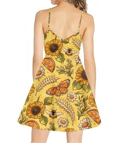 Women's Summer Sleeveless Casual Swing Dresses with Loose Fit Beach Sundress Yellow Sunflower Butterfly $11.95 Dresses