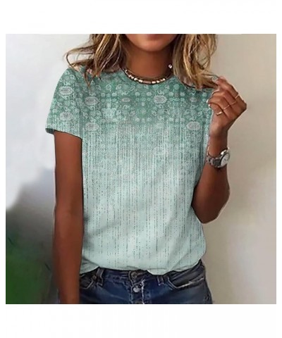 Short Sleeve Shirts for Women Floral Tshirts Shirts Summer Tops 2023 Ladies Tops and Blouses Vintage Tunic Tops Green2 $4.76 ...