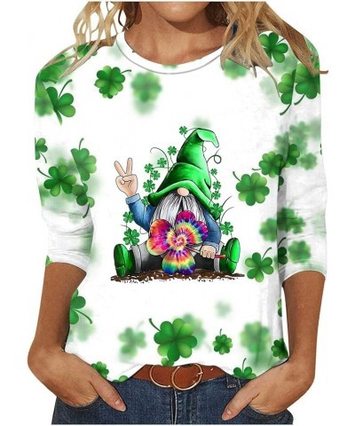 St Patricks Day Shirt Women Crewneck Short Sleeve Shamrock Printed Cute Tshirts 3/4 Length Sleeve Womens Summer Tops 31green ...