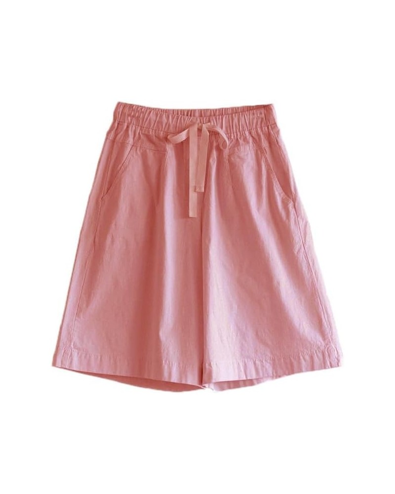 High Waist Wide Leg Bermuda Shorts for Women Fashion 2023 Casual Loose Fit Summer Drawstring Beach Shorts J08-pink $7.99 Shorts