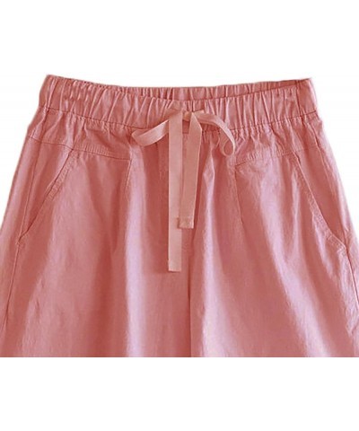 High Waist Wide Leg Bermuda Shorts for Women Fashion 2023 Casual Loose Fit Summer Drawstring Beach Shorts J08-pink $7.99 Shorts