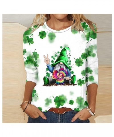 St Patricks Day Shirt Women Crewneck Short Sleeve Shamrock Printed Cute Tshirts 3/4 Length Sleeve Womens Summer Tops 31green ...