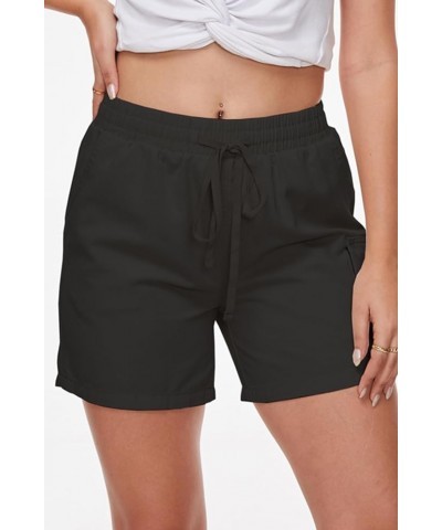 Womens Cargo Shorts Summer Casual Jeans Denim Shorts Vintage Loose Button Zipper Shorts C-black $14.70 Shorts