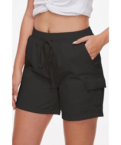 Womens Cargo Shorts Summer Casual Jeans Denim Shorts Vintage Loose Button Zipper Shorts C-black $14.70 Shorts