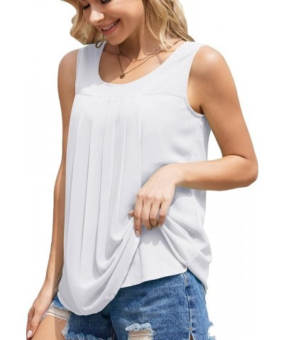 Women's Sleeveless Chiffon Tank Top Double Layers Casual Blouse Tunic A01 White $7.94 Tanks