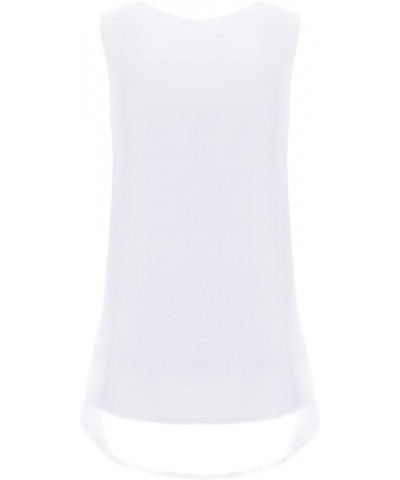 Women's Sleeveless Chiffon Tank Top Double Layers Casual Blouse Tunic A01 White $7.94 Tanks