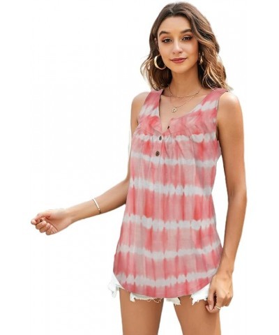 Women's Flowy Tank Tops Summer Sleeveless Loose Fit Pleated Tunic Shirts 005-tie Dye Pink $12.47 Tanks