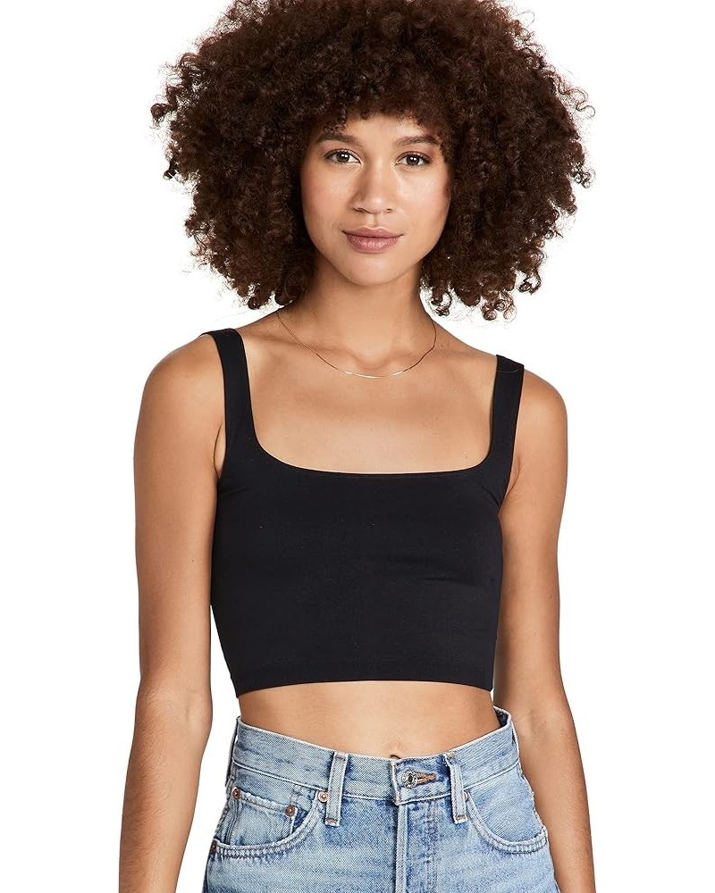 Women's Scoop Neck Crop Black $10.81 Others