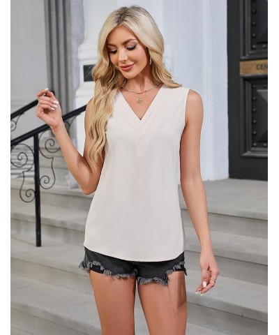 Womens Tank Tops Dressy Sleeveless Blouses Business Casual Tank Shirts V Neck Cami Summer Basic Camisole Solid Color Apricot ...