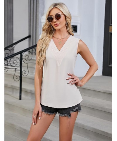 Womens Tank Tops Dressy Sleeveless Blouses Business Casual Tank Shirts V Neck Cami Summer Basic Camisole Solid Color Apricot ...