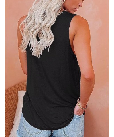 2 Pack Womens Tank Tops Crew Neck Sleeveless Summer Cute Tops Loose Fit Basic Workout Casual Shirts 2024 Fashion Clothes Blac...