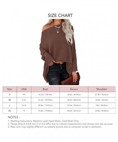 Batwing Sleeve Knit Tops One Shoulder Loose Pullover Long Sleeve Fashion Sweater Coffee $12.55 Sweaters