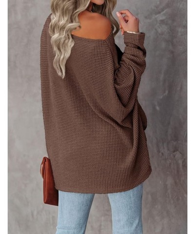 Batwing Sleeve Knit Tops One Shoulder Loose Pullover Long Sleeve Fashion Sweater Coffee $12.55 Sweaters