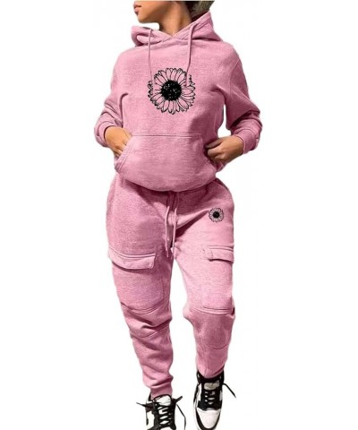 Womens 2 Piece Outfits Lounge Hoodie Sweatsuit Sets Tracksuit 2023 Fall Fashion Sweatshirt Sweatpants with Pockets 06-pink $9...