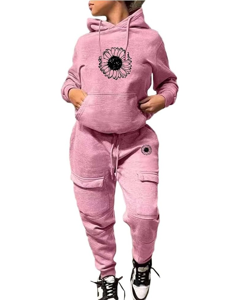 Womens 2 Piece Outfits Lounge Hoodie Sweatsuit Sets Tracksuit 2023 Fall Fashion Sweatshirt Sweatpants with Pockets 06-pink $9...