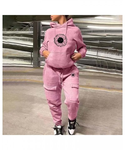 Womens 2 Piece Outfits Lounge Hoodie Sweatsuit Sets Tracksuit 2023 Fall Fashion Sweatshirt Sweatpants with Pockets 06-pink $9...