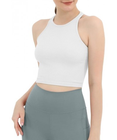 Women's Crop 3-Pack Washed Seamless Rib-Knit Camisole Crop Tank Tops White+charcoal (Tank) $13.59 Tanks