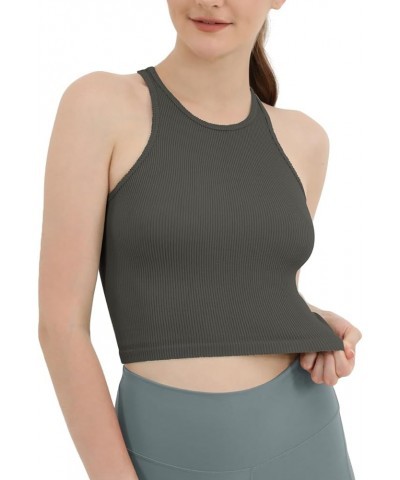 Women's Crop 3-Pack Washed Seamless Rib-Knit Camisole Crop Tank Tops White+charcoal (Tank) $13.59 Tanks