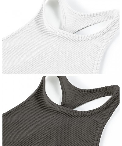 Women's Crop 3-Pack Washed Seamless Rib-Knit Camisole Crop Tank Tops White+charcoal (Tank) $13.59 Tanks