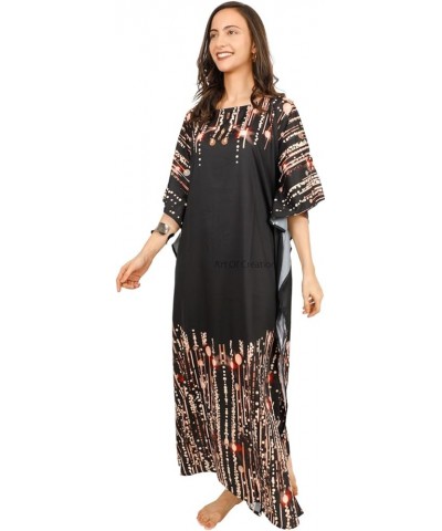 Women Kaftan Dress Tunic Long Maxi Plus Size Polyester Printed Caftan Rich Black $11.99 Swimsuits