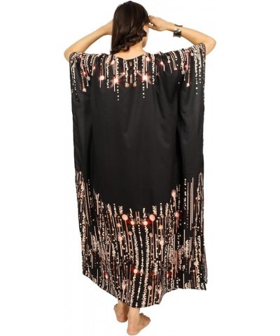 Women Kaftan Dress Tunic Long Maxi Plus Size Polyester Printed Caftan Rich Black $11.99 Swimsuits