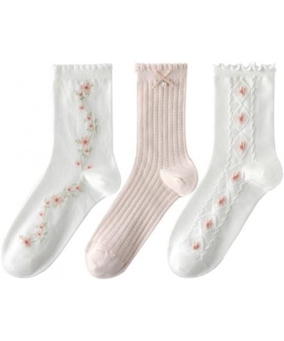 Cute Woman Socks Soft lace Breathable School Socks Fruit Ruffles Cartoon Pink Stripes $10.00 Activewear