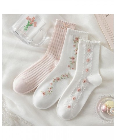 Cute Woman Socks Soft lace Breathable School Socks Fruit Ruffles Cartoon Pink Stripes $10.00 Activewear