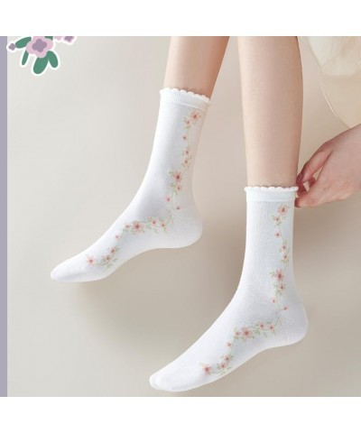 Cute Woman Socks Soft lace Breathable School Socks Fruit Ruffles Cartoon Pink Stripes $10.00 Activewear