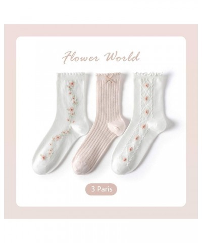 Cute Woman Socks Soft lace Breathable School Socks Fruit Ruffles Cartoon Pink Stripes $10.00 Activewear