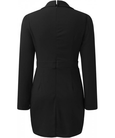 Navy Blazer for Women Women Casual Slim Top Button Long Sleeve Stand Solid Business Womens Blazer Y2-black $11.88 Blazers