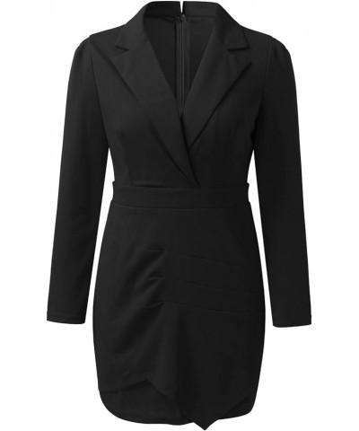 Navy Blazer for Women Women Casual Slim Top Button Long Sleeve Stand Solid Business Womens Blazer Y2-black $11.88 Blazers