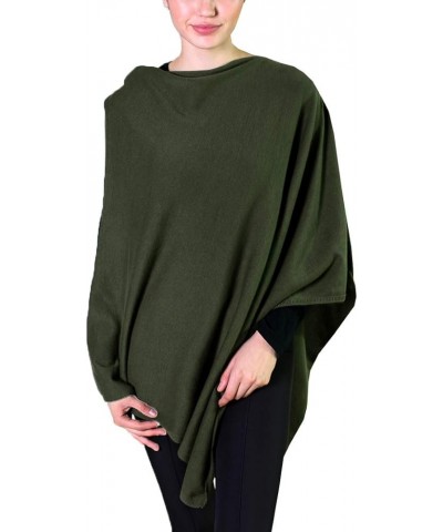 Women's Sweater Knit Poncho Pullover Wrap Organic Cotton - Loving Thread Cargo Green Heather $28.35 Sweaters