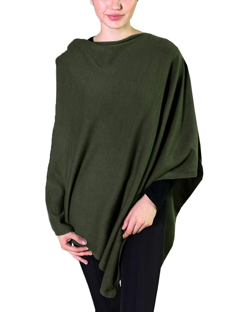 Women's Sweater Knit Poncho Pullover Wrap Organic Cotton - Loving Thread Cargo Green Heather $28.35 Sweaters