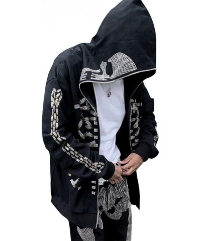 Women Y2K Spider Web Hoodies Goth Harajuku Punk Jacket Fall Streetwear Oversized Vintage Graphic Full Zip Up Hoodie Black Sku...