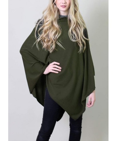 Women's Sweater Knit Poncho Pullover Wrap Organic Cotton - Loving Thread Cargo Green Heather $28.35 Sweaters