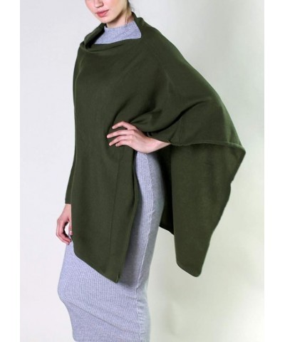 Women's Sweater Knit Poncho Pullover Wrap Organic Cotton - Loving Thread Cargo Green Heather $28.35 Sweaters