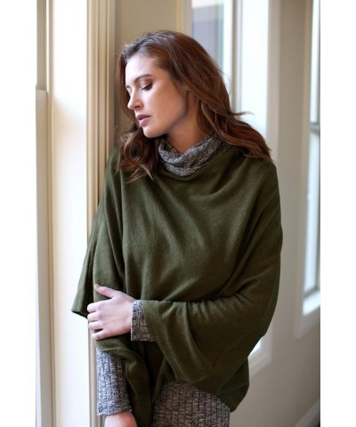 Women's Sweater Knit Poncho Pullover Wrap Organic Cotton - Loving Thread Cargo Green Heather $28.35 Sweaters