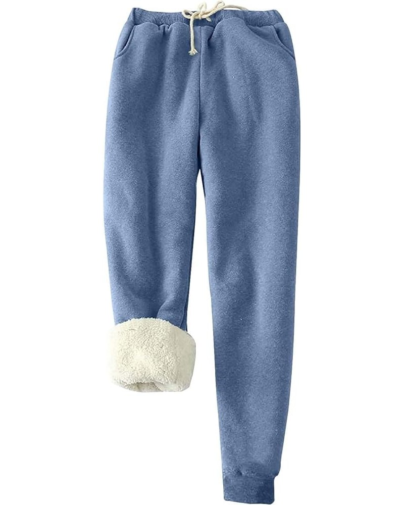 Christmas Women's Fleece Sweatpants Sherpa Lined Winter Warm Athletic Jogger Xmas Snowflake Printed Thermal Pants Blue-009 $1...