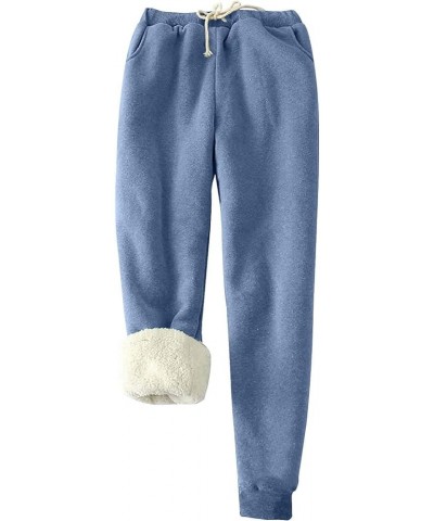 Christmas Women's Fleece Sweatpants Sherpa Lined Winter Warm Athletic Jogger Xmas Snowflake Printed Thermal Pants Blue-009 $1...