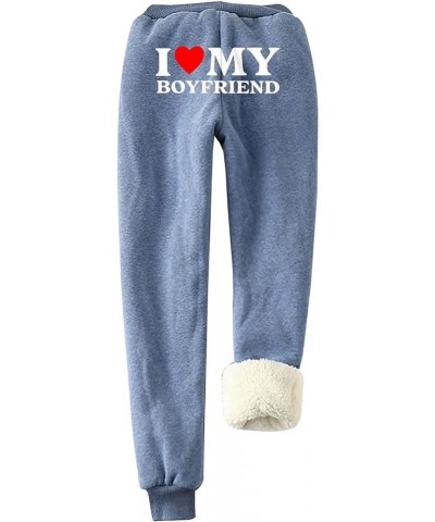 Christmas Women's Fleece Sweatpants Sherpa Lined Winter Warm Athletic Jogger Xmas Snowflake Printed Thermal Pants Blue-009 $1...