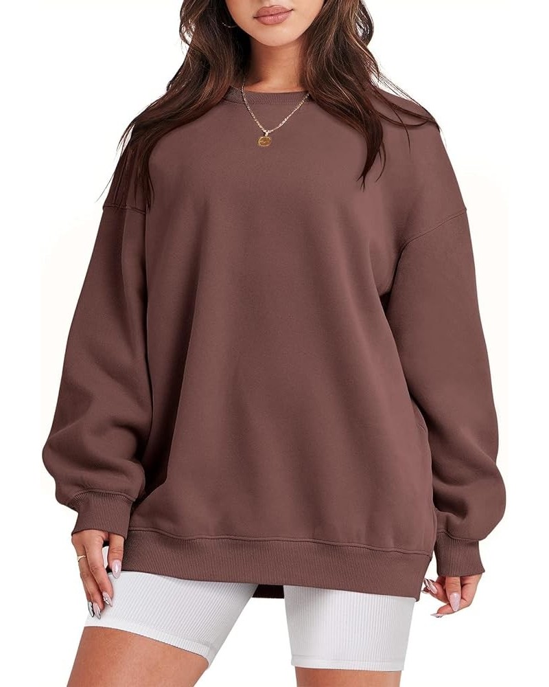 Pullover Plain Sweatshirt for Women Girls Aesthetic Clothes Y2k Tops Crew Neck Sweatshirts Casual Oversized Hoodie Coffee $17...