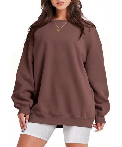 Pullover Plain Sweatshirt for Women Girls Aesthetic Clothes Y2k Tops Crew Neck Sweatshirts Casual Oversized Hoodie Coffee $17...