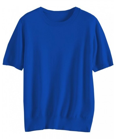 Women's Pullover Sweaters Soft Tops,Short Sleeves and Long Sleeves 06 Royal Blue $13.25 Sweaters