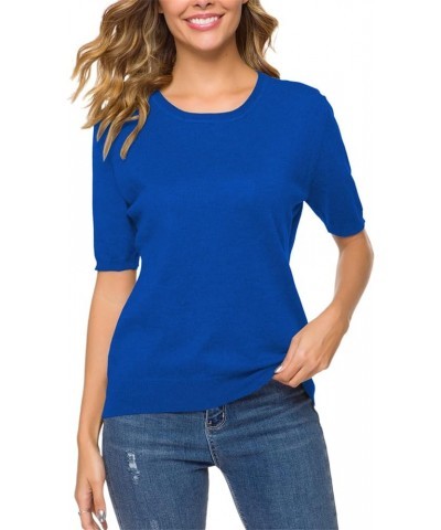 Women's Pullover Sweaters Soft Tops,Short Sleeves and Long Sleeves 06 Royal Blue $13.25 Sweaters