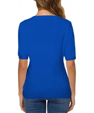 Women's Pullover Sweaters Soft Tops,Short Sleeves and Long Sleeves 06 Royal Blue $13.25 Sweaters