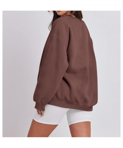 Pullover Plain Sweatshirt for Women Girls Aesthetic Clothes Y2k Tops Crew Neck Sweatshirts Casual Oversized Hoodie Coffee $17...