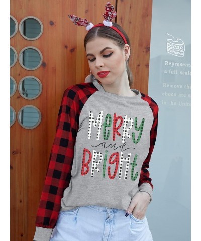 Christmas Sweatshirts for Women Merry Bright Graphic Print Long Sleeve Shirts Christmas Crewneck Pullover Casual Blouse Tops ...